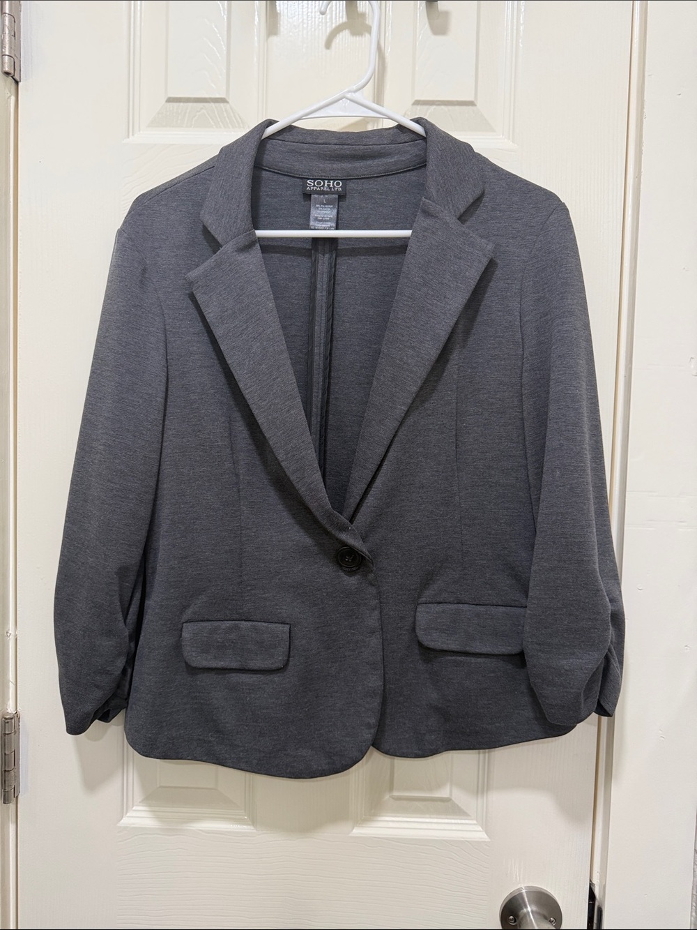 Soho Charcoal Gray Single-Button Blazer